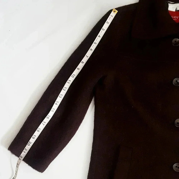 Vintage Olsen long button down Coat Sz M Brown 100% Wool Acetate Satin Linning - Picture 8 of 12